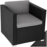 tectake® Poly Rattan bequemer Sessel mit Armlehnen, Outdoor Gartenmöbel...