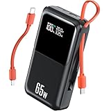 65W Power Bank with Cable, 26800mAh Powerbank USB-C Input&Output, Klein...