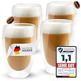 Lemontree 4er Set große Latte Macchiato Gläser 450ml - doppelwandige...