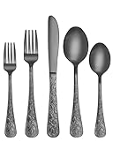 SHEUMNT 20-teiliges Besteckset im Schwarz Vintage-Stil mit Schnitzereien...
