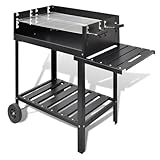 BBQ Grill, Säulengrill Standgrill, Kohlegrill Barbeque mit 2 Rädern für...