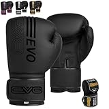 EVO Fitness Boxhandschuhe für Herren, Matt, Schwarz, für MMA, Muay Thai,...