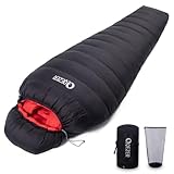 QEZER Daunenschlafsack,Winter Schlafsack Outdoor bis -18 Grad C Leichter...