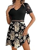 SweatyRocks Spitzenkleid Damen Elegant Blumenkleid Sommerkleid Mit V...