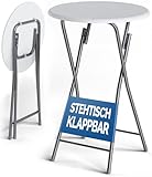 Casaria® Stehtisch Klappbar 110cm Hoch Rund Ø 60cm Outdoor Holz Stabil...