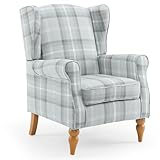 EROMMY Ohrensessel, Vintage Sessel mit Holzfüße, gepolsterte Relaxsessel,...