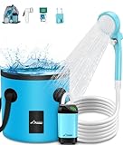 WADEO Tragbare Campingdusche Akku mit Pumpe und Duscheimer,...