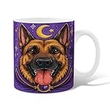 Keramik-Kaffeetasse mit Hund, Halloween, verspielter Mond, Sterne,...