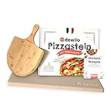 dewilo Pizzastein + Pizzaschaufel für Backofen und Grill: Pizza Stein...
