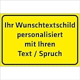 INDIGOS UG - Schilder - WUNSCHTEXT Schild - gelb - Alu-Dibond 8 Größen -...