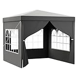 Toboli Pavillon 3 x 3 m in Grau mit UV-Schutz 50+, Gartenpavillon mit...