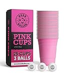 BeerBaller® Pink Cups - 25 pinke Beer Pong Becher & 3 Bier Pong Bälle |...