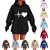Damen Kapuzenpullover Hoodie Oversize Pullover Sweatshirt Freizeit Lose...