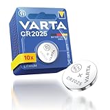 VARTA Batterien Knopfzellen CR2025, 10 Stück, Lithium Coin, 3V,...