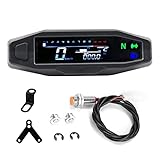 Shkalacar Motorrad Digitaler Tachometer, Drehzahlmesser mit 1-6 Gang LCD...