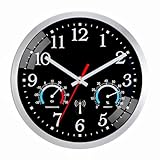 Ziprote Funk Wanduhr, Funkuhr Wand mit Temperaturanzeige und...