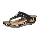 Damen-Flip-Flops, Zehensandalen mit Keilabsatz, offener Zehenbereich,...