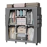 LOEFME Kleiderschrank, Stoffschrank, Faltbarer Kleiderschrank mit...