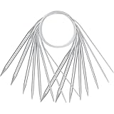 6 Stück Rundstricknadeln Set, Edelstahl 80cm Lang Stricknadeln Metall...