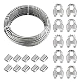 KUUGUDE 2 mm 50 m Drahtseil, Stahlseil 304 Edelstahlseil, Stahlseil mit...