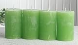 CandleCorner Rustik-Kerzen: 4x Rustik-Stumpenkerze, 8 x 5 cm Ø, Apfelgrün