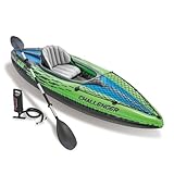 Intex Challenger K1 Kayak 1 Man Inflatable Canoe with Aluminum Oars and...