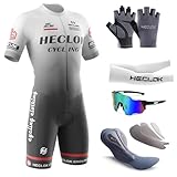Herren Fahrrad Skinsuit,Kurzarm-Radsportanzug，Gepolstert einteilig...