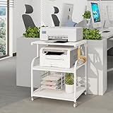 Tohomeor 3-Ebene Druckertisch mit Universalrollen 60 x 48 x 75 cm mobiler...