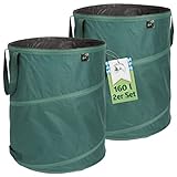 TTL Garden 2x 160L Premium Pop Up Gartensack - 220gsm 600D Oxford 2er Set...