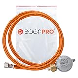 BOGAPRO Set aus Propangasschlauch 150 cm und Gasdruckregler 50 mbar,...