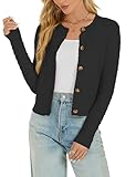 Damen Strickjacke Elegant Langarm Rundhals Cardigan Leicht Bolero Jäckchen...