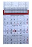 Gefaltet 3 Monats Wandkalender 2025 mit Datumschieber in Rot, inkl....