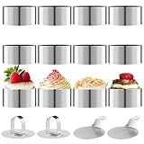 16 Teiliges Dessertringe Formenset aus Edelstahl, inklusive 12 Tortenring...