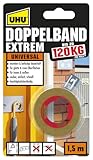 UHU Doppelband Extrem, Extrem hohe Klebekraft von 120 kg/ Rolle, 1,5 m x 19...