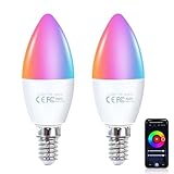 Fitop Alexa Smart Glühbirnen, E14 Wlan LED Lampen Dimmbar Glühbirne 4.9W...