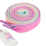 Bewudy 4 Paar Regenbogen Schnürsenkel, Elastische Schuhbänder mit...