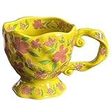 Lejelyma Kaffeetassen, 400 ml Keramikblumenbecher mit Griff, kreative...