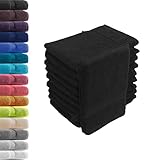 10er Set Waschhandschuhe Waschlappen Schwarz 16x21 cm | 100% Baumwolle...