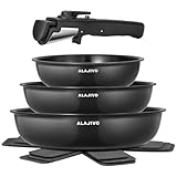 Pfannenset mit Abnehmbarer Griff, Pfanne Induktion, Bratpfanne mit Antihaft...