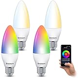 linovum 4 Stück LED E14 Lampen Smart RGB WLAN kompatibel mit Alexa Echo,...