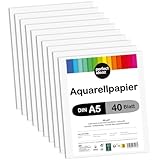 perfect ideaz • 40 Blatt Aquarellpapier DIN-A5, 290 g/m², Watercolor...