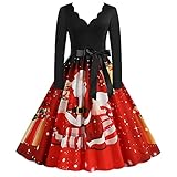 Generic Damen Weihnachtskleid Abendkleider Oversize V-Ausschnitt Hepburn...