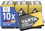 Varta Batterien 9V Blockbatterien, 10 Stück, Power on Demand, Alkaline,...
