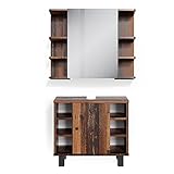 Vicco Badmöbel-Set Fynn, Badezimmerschrank-Set, Antikholz, 2 Teile