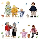 Wooderma 12 Stück Hölzerne Puppenhaus Puppen Familie Set, Puppenhaus...