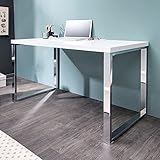 Design Laptoptisch White Desk 120x60 cm Hochglanz weiß Schreibtisch Tisch...