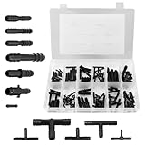 MaxEarn 113 Stk T-Verbinder Schlauchverbinder Set, Schwarz Universal...