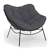IDMarket Gartensessel Relax Loa Rattan-Optik, Grau und Kissen grau