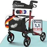 ELONEO Rollator faltbar und leicht mit Sitz, Leichtgewicht-Reiserollator...