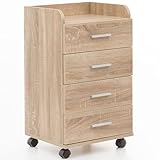 FineBuy Rollcontainer 40 x 70,5 x 33 cm, Schreibtisch-Container Rollschrank...